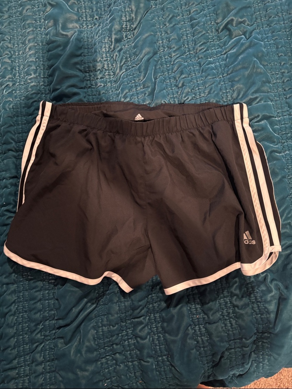 adidas Black Athletic Shorts with White Trim